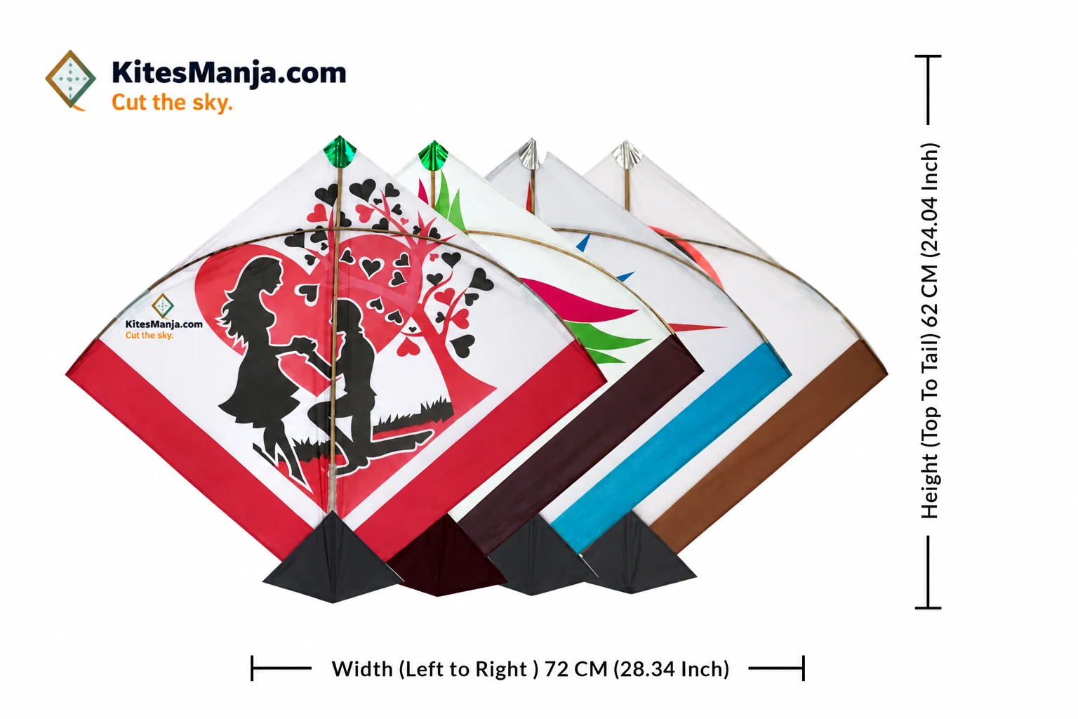40 Designer Baana White Ponia Kites (Size 72*62 Centimeter) 0.75 Tawa Kites + Free Shipping