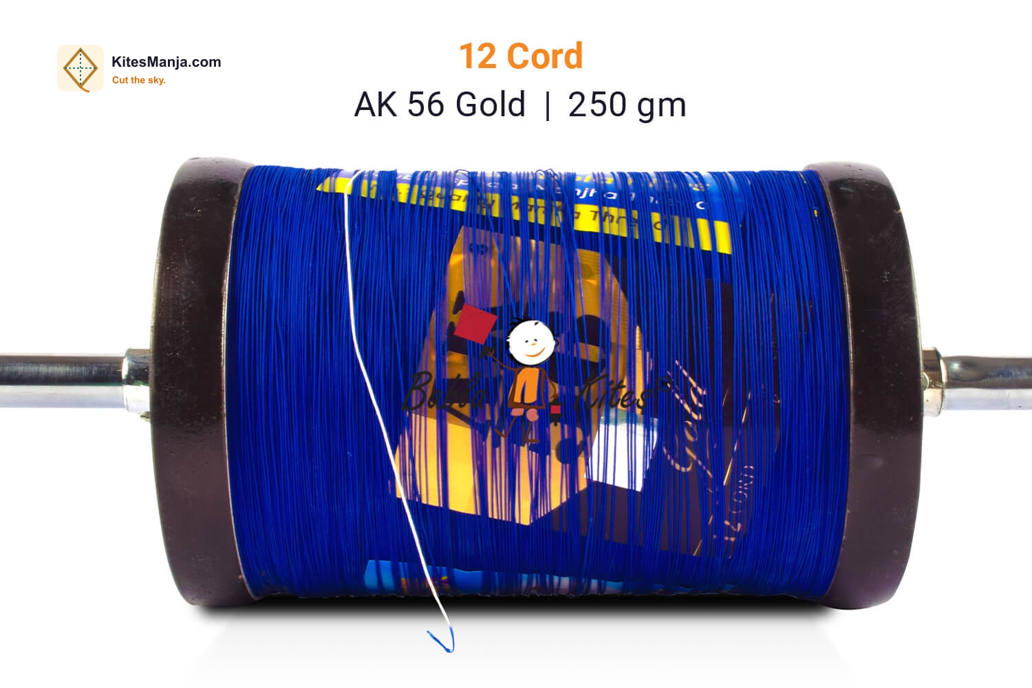 12 Cord AK56 Gold Manjha (250 gm/2.5 Reel) Made by Bareli Experts (6 Time Coated Manjha) + Free Shipping
