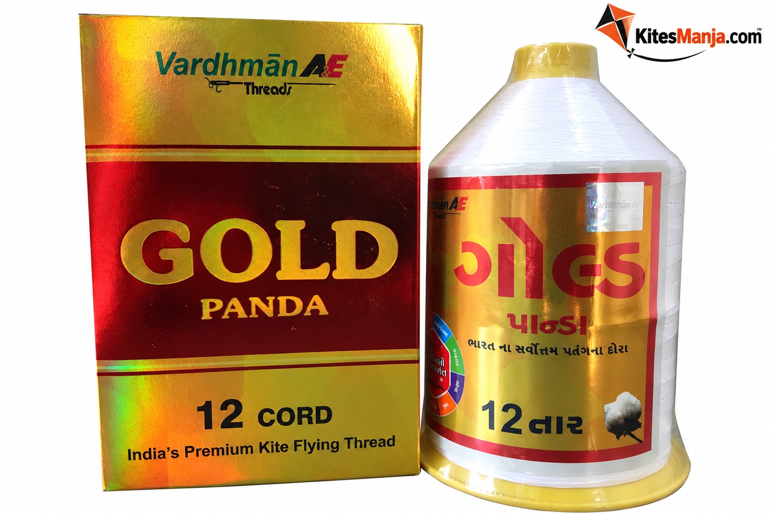 12 Cord Vardhman Panda Gold White Cotton Thread for Kite Flying (Original) 500 gm + Free Shipping