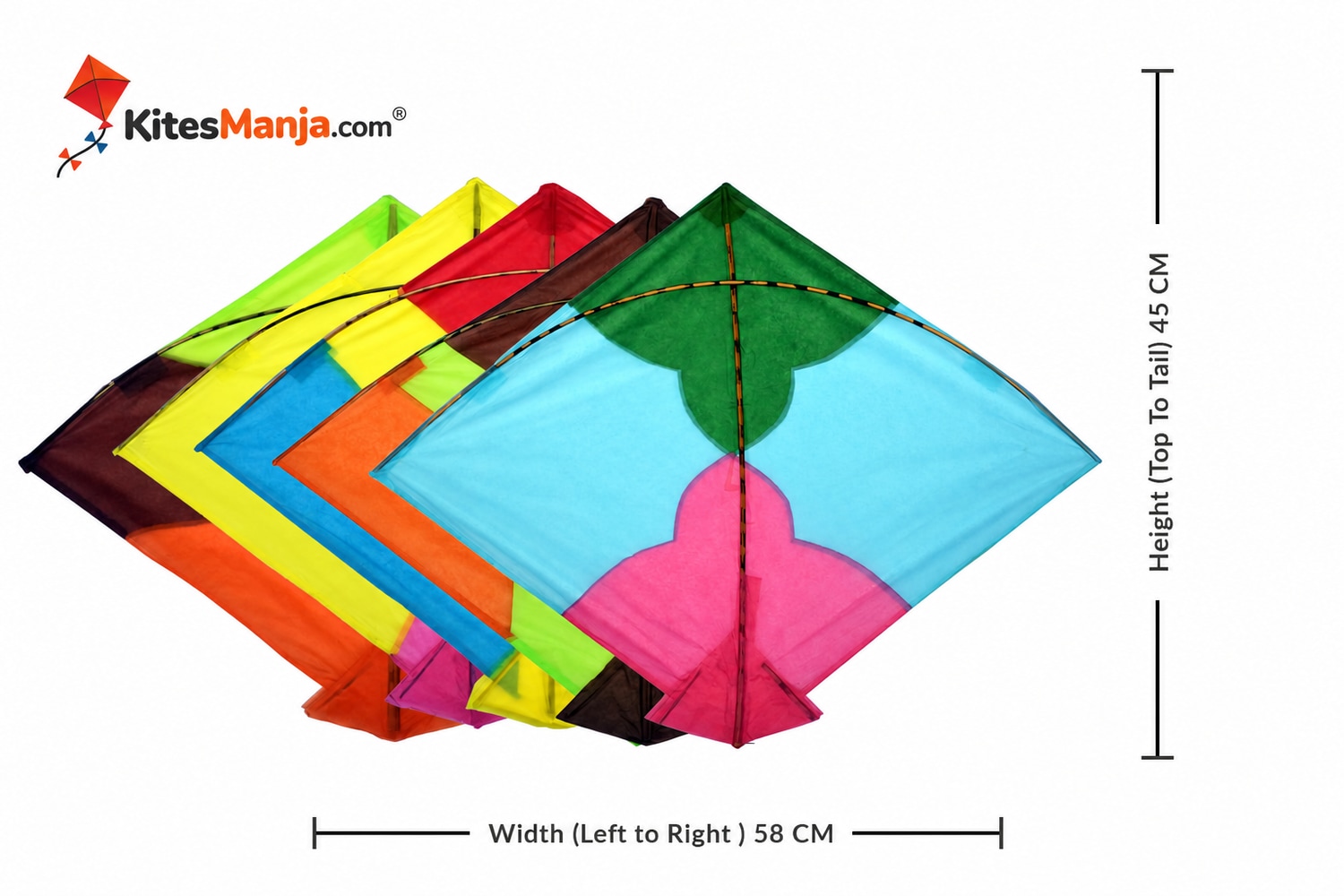 40 Colour Indian Fighter Designer Cheel Kites (Size 58*45 Centimeters)