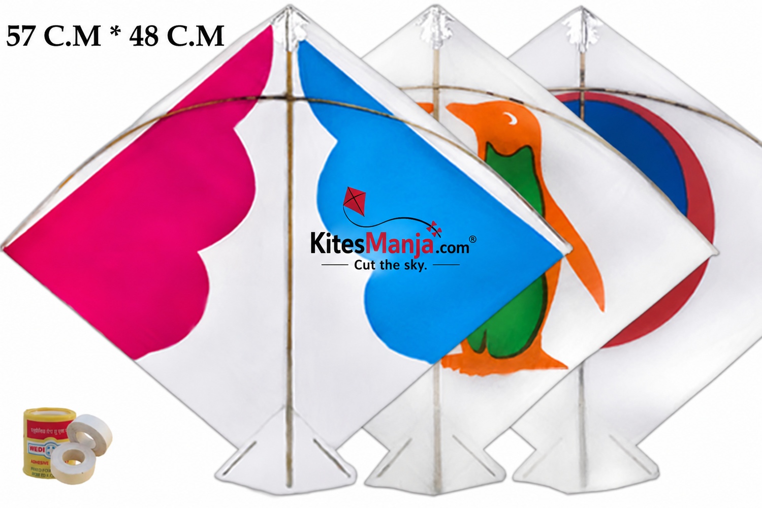 40 White Design Fighter Patang Kites (Size 57*48 Centimeters) + Free Shipping