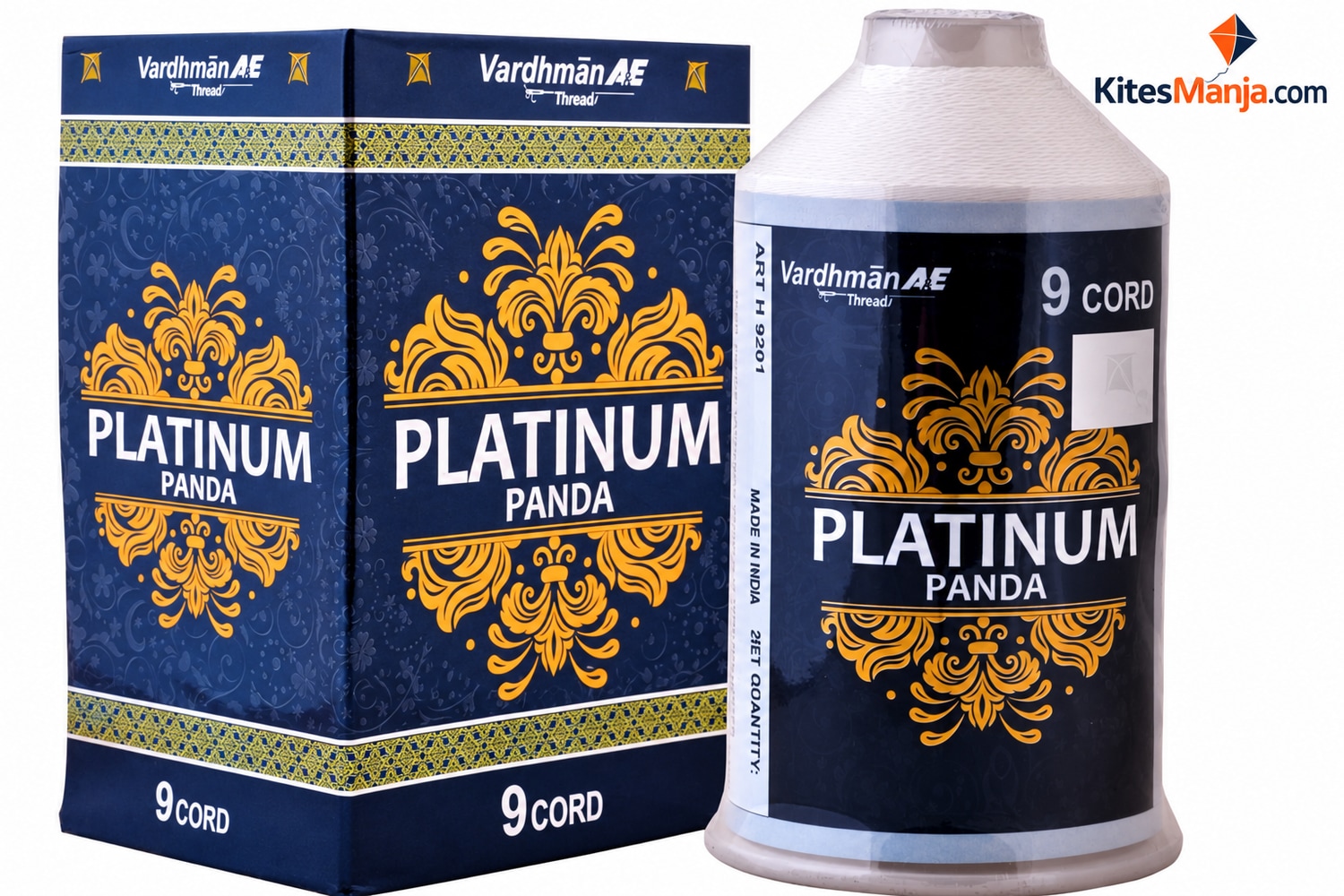 9 Cord Vardhaman Platinum Panda White Cotton Thread for Kite Flying (Original) 250gm Magnet box + 50 Rs Shipping
