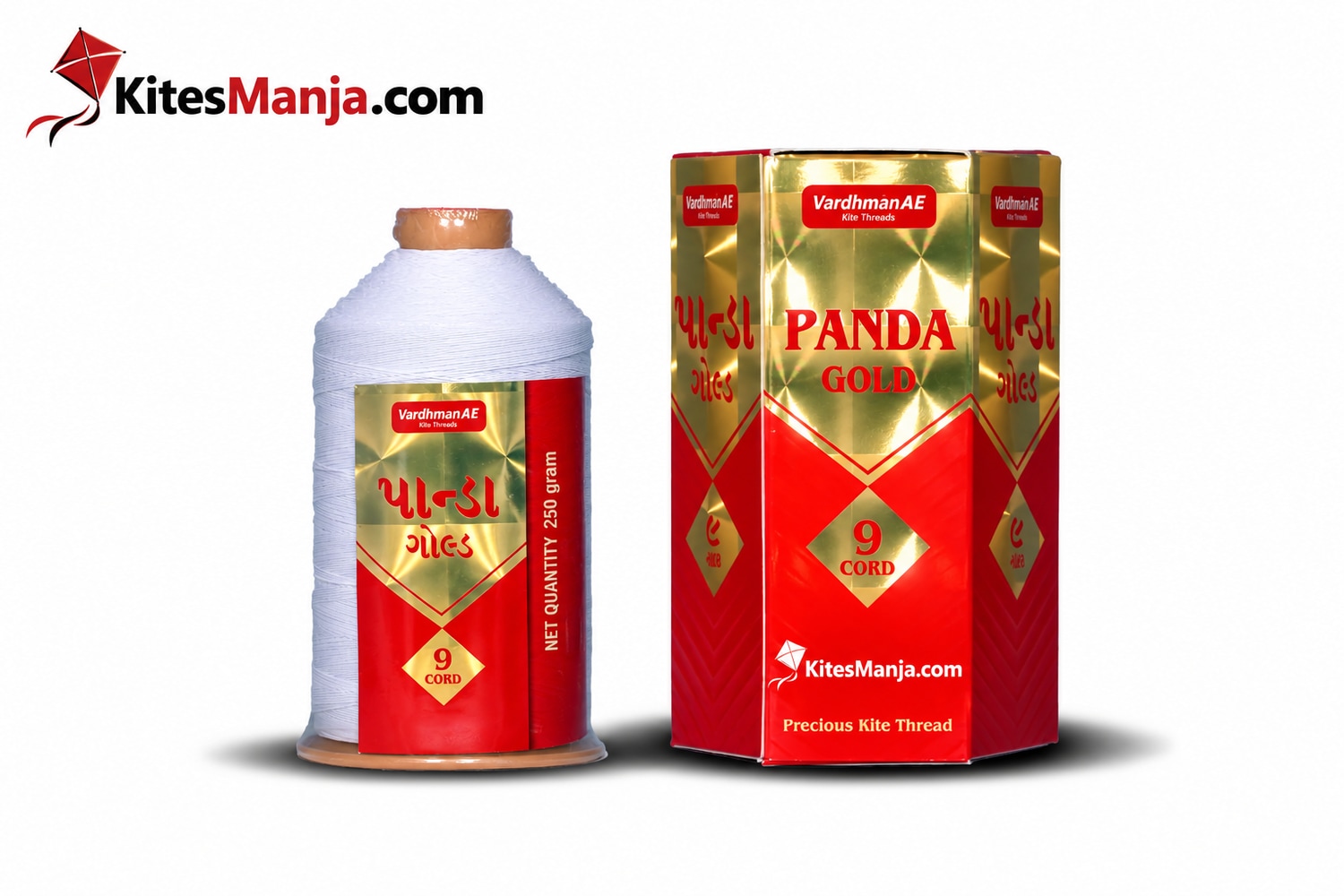 9 Cord Vardhman Panda Gold White Cotton Thread for Kite Flying (Original) 250 gm + 50 Rs Shipping