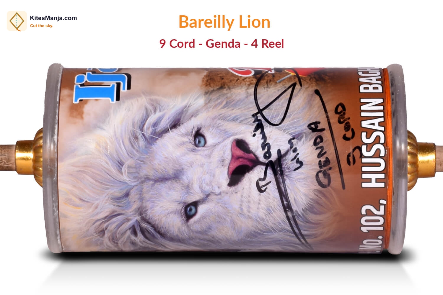Exclusive Original Bareilly Lion 9 Cord Genda No. 5 (4 Reel) Manjha + Free Shipping