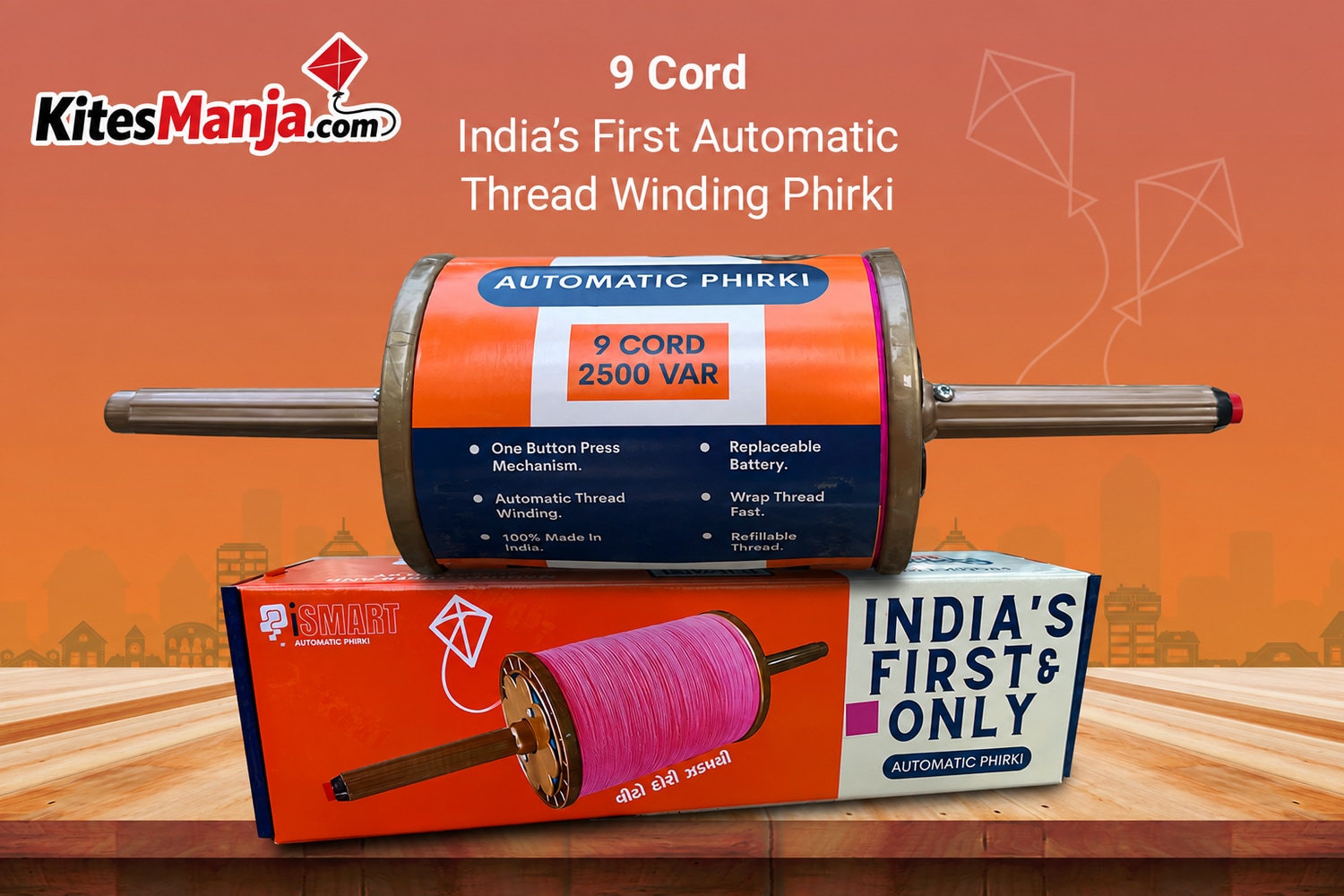 Ismart Automatic Phirki / Charakhi 9 Cord Surti Manjha (India’s First and Only)