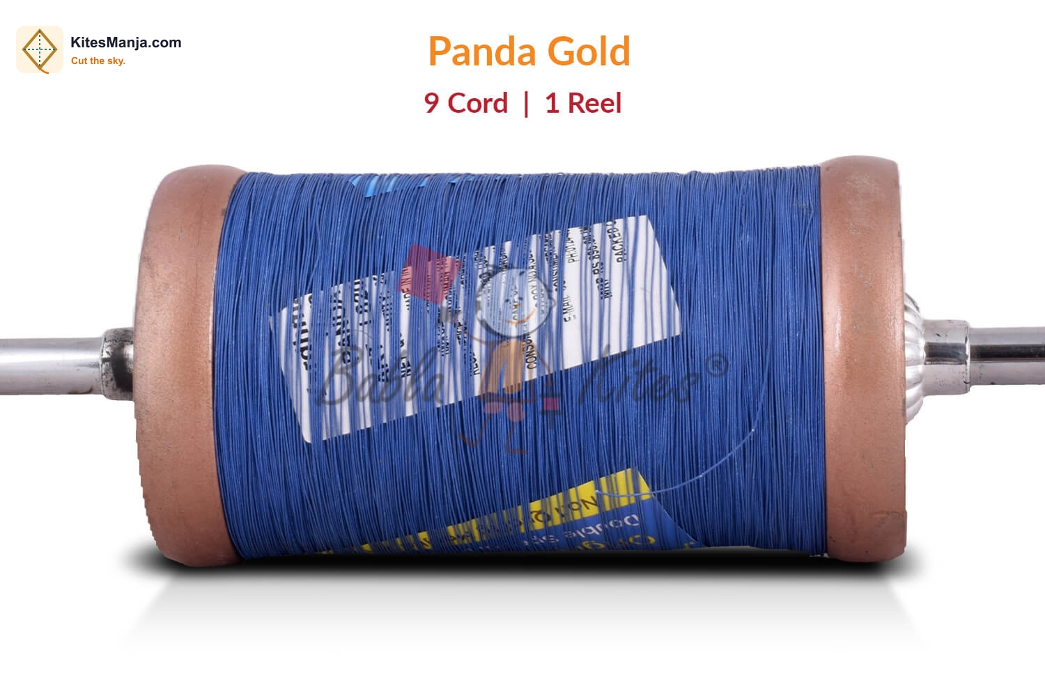Panda Gold 12 Cord Manjha with Wooden Spool (1 Reel) Extra Strong Kite Thread Cutting Manjha + Free Shipping