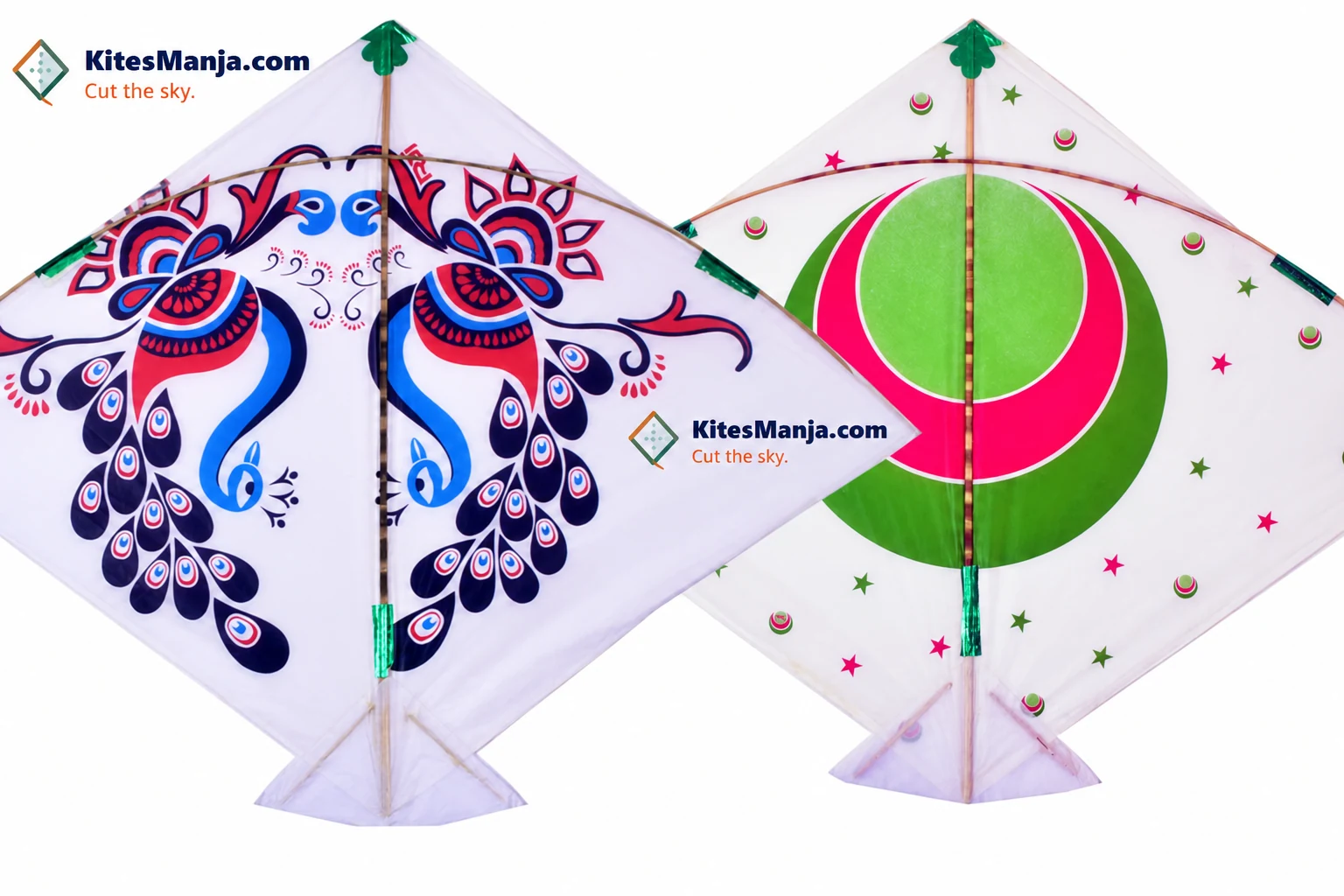 40 Designer White Ponia Cheel Kites (Chand & Mor) (Size 72*62 Centimeter) 0.75 Tawa Kites + Free Shipping