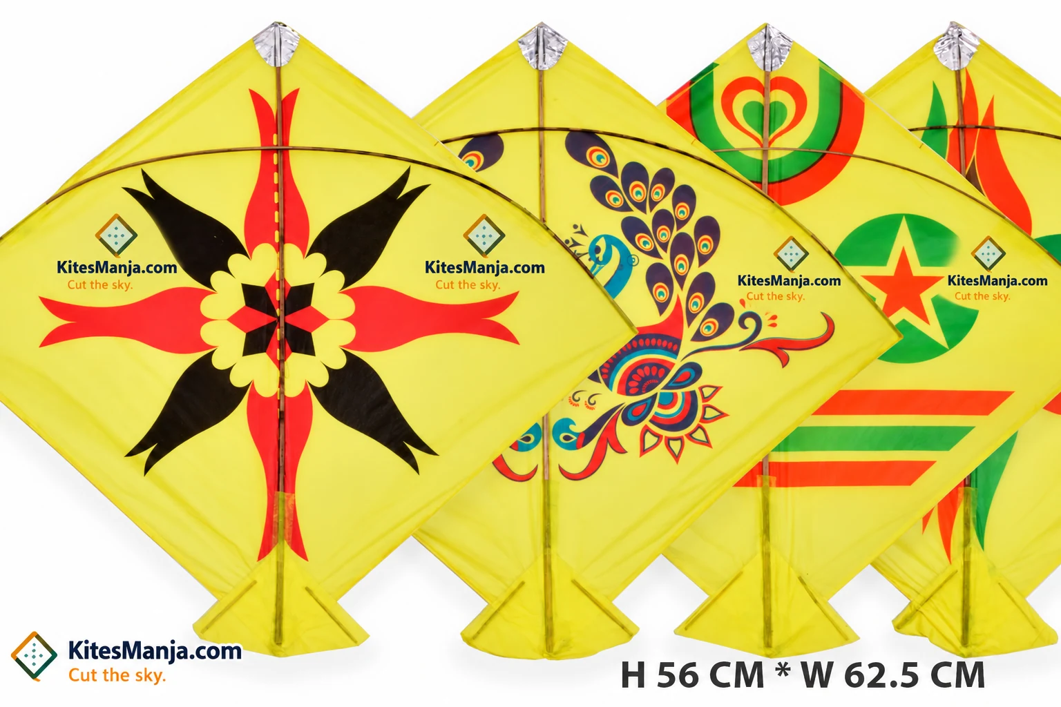 40 Yellow Designer Adadhiya/Aadhi Kites (Size 56*62.5 Centimetres) + Free Shipping